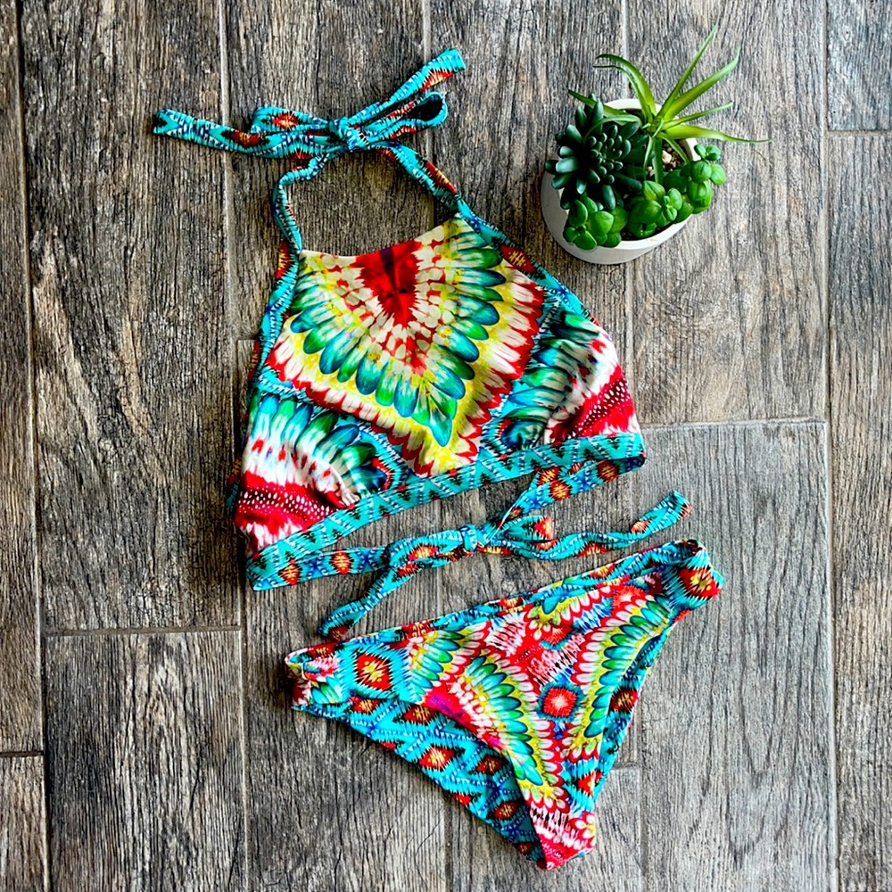 Luli Fama Reversible High Neck Bikini Set